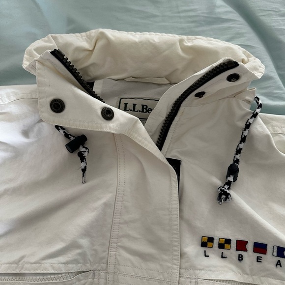 VTG 90’s Y2K LL Bean Jacket Womens L White Nautical Windbreaker Sailing Hooded. - Picture 16 of 16
